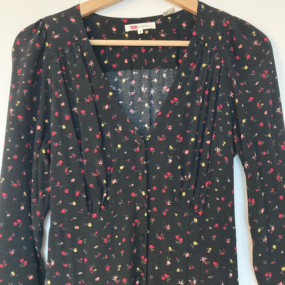 Levi's Black Floral Midi Dress
